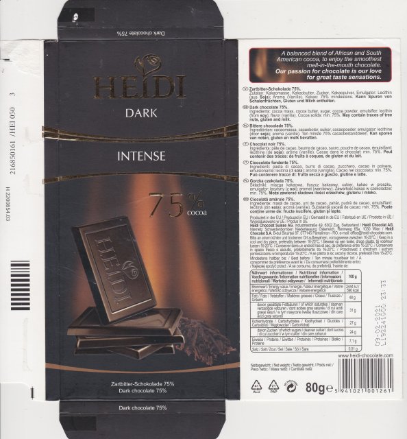 Heidi srednie dark intense 75 cocoa