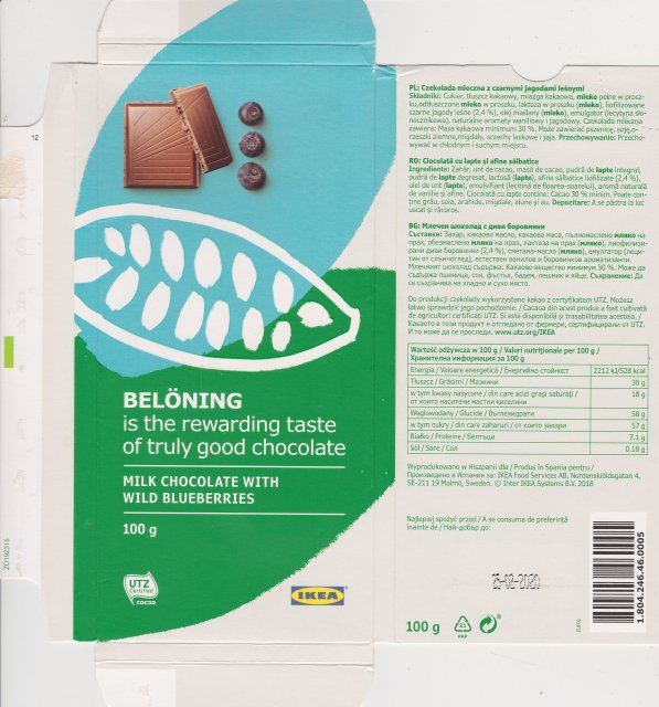 Ikea Beloning mikl chocolate with wild blueberries