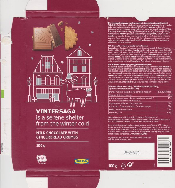 Ikea Vintersaga milk chocolate with gingerbread crumbs