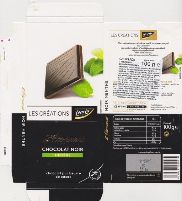 Ivoria les creations chocolat noir menthe
