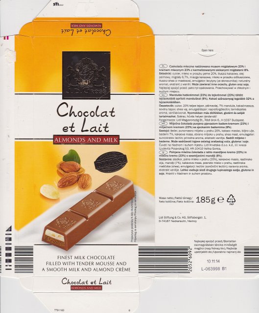 J D Gross 0 Chocolat et Lait almonds and milk deluxe