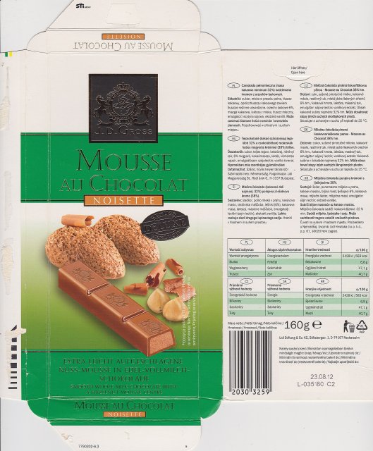 J D Gross Mousse au Chocolat 1 Noisette