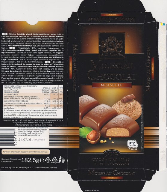 J D Gross Mousse au Chocolat 2 Noisette UTZ