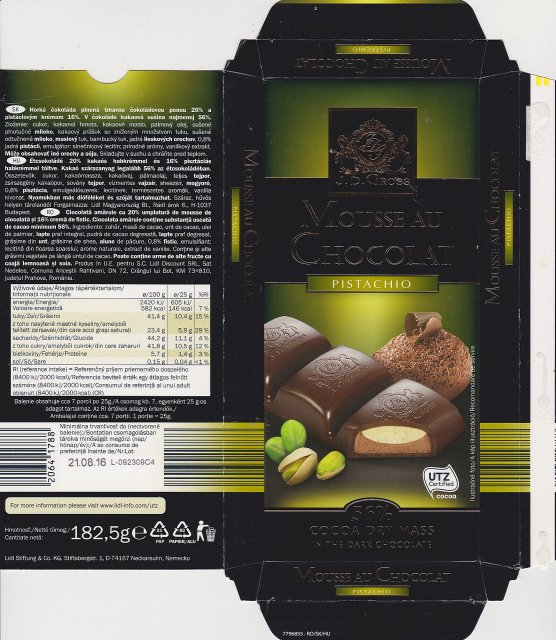 J D Gross Mousse au Chocolat 2 Pistachio UTZ