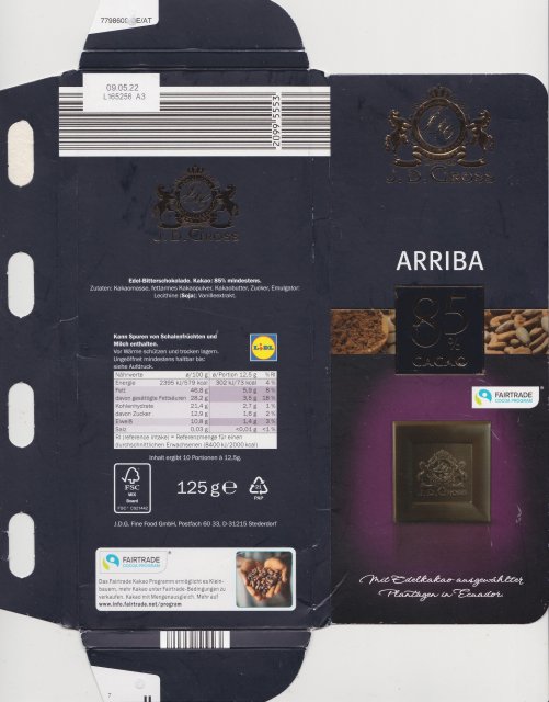 J D Gross z2 Arriba 85 fairtrade