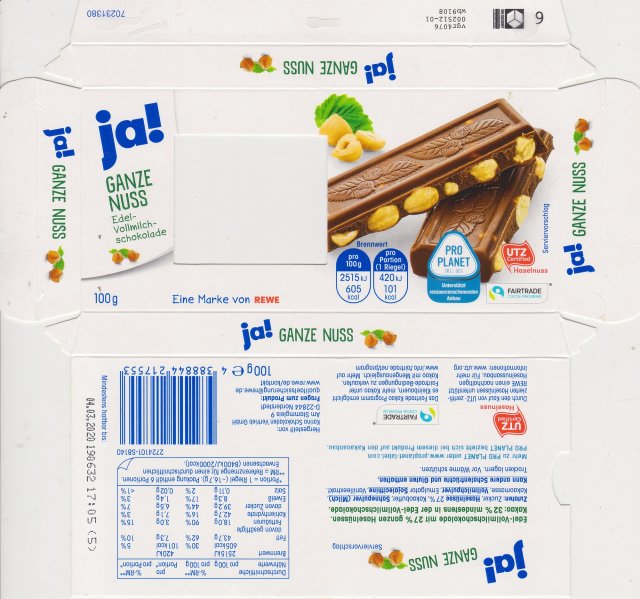 Ja ganze nuss 101kcal pro planet UTZ fairtrade