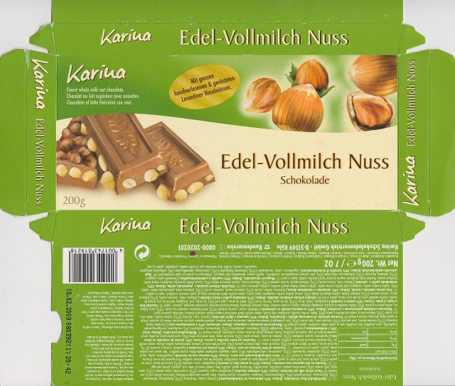 Karina srednie 1 Edel Vollmilch Nuss