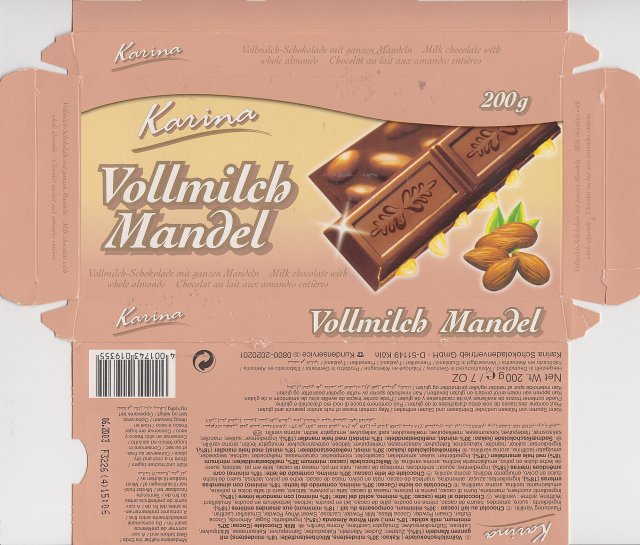 Karina srednie 2 Vollmilch Mandel