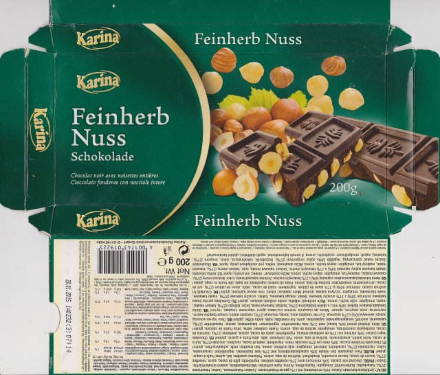 Karina srednie 5 Feinherb Nuss chocolat noir avec...
