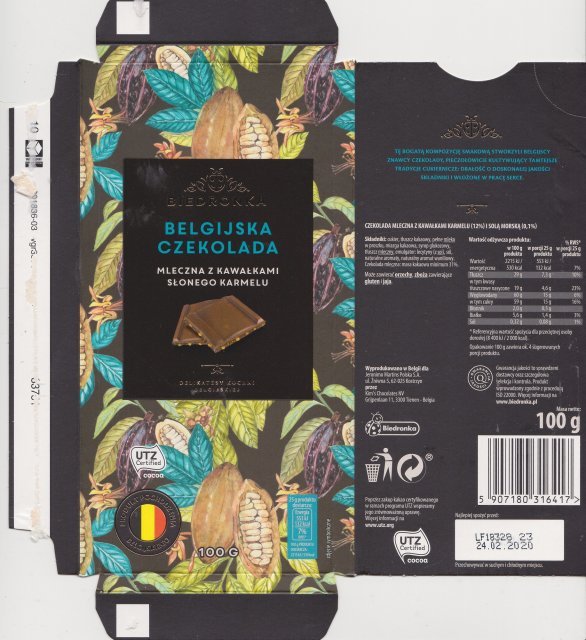 Kim's biedronka belgijska czekolada mleczna z kawalkami slonego karmelu UTZ 132kcal