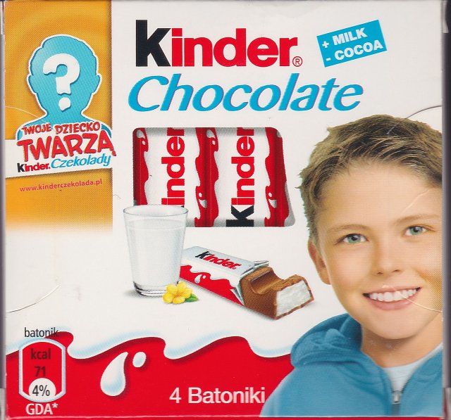 Kinder Chocolate kwadrat niebieska twarza
