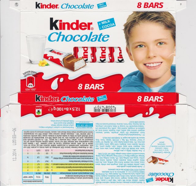Kinder Chocolate prostokat niebieska milk cocoa 70kcal