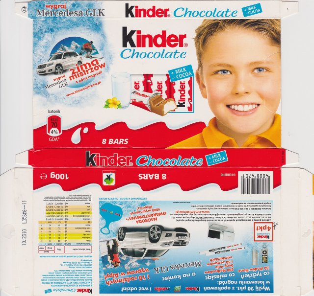 Kinder Chocolate prostokat zolta zima mistrzow