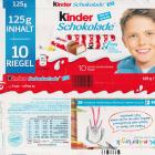 Kinder Schokolade prostokat niebieska milch kakao ohne 71kcal125g inhalt 10 riegel