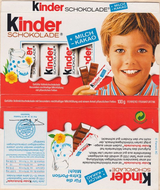 Kinder Schokolade prostokat paski milch kakao batoniki _x_