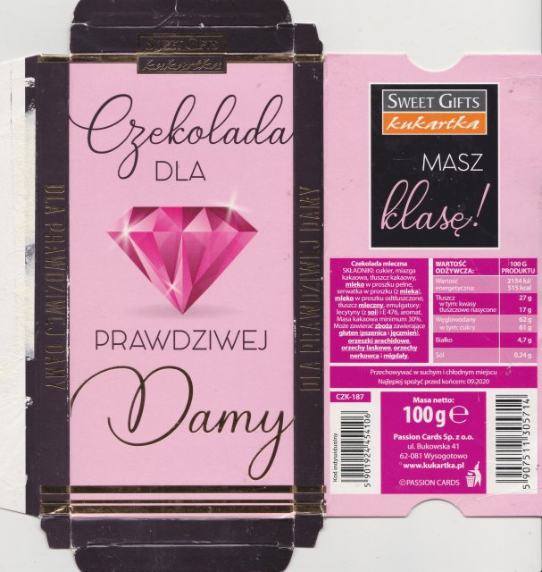 Kukartka czekolada dla prawdziwej damy
