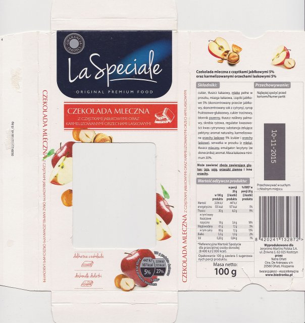 La Speciale z czastkami jablkowymi oraz 107kcal