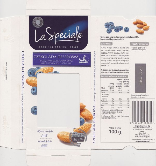La Speciale z czastkami jagodowymi oraz 106kcal