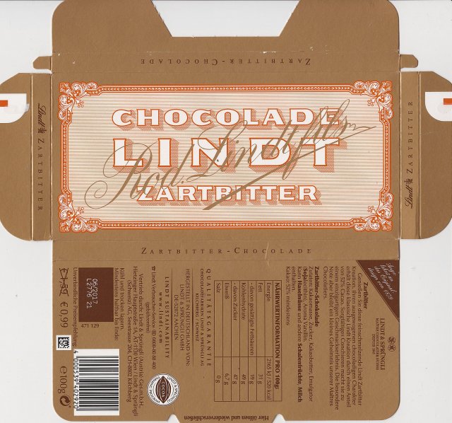 Lindt 0 poziom zartbitter