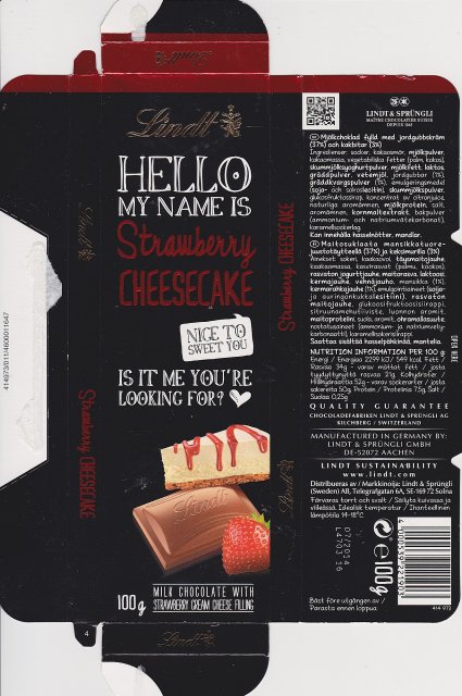 Lindt Hello Strawberry Cheesecake strawberry cream
