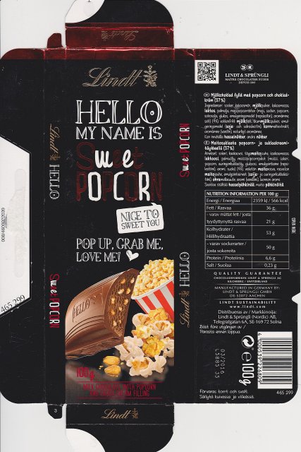 Lindt Hello Sweet Popcorn