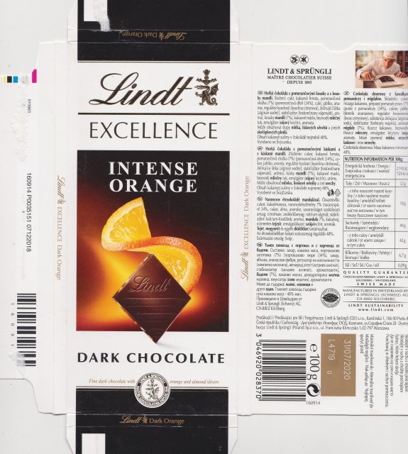 Lindt srednie Excellence 1 Intense Orange dark chocolate fine