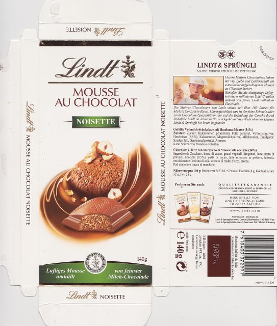 Lindt srednie Mousse au Chocolat Noisette