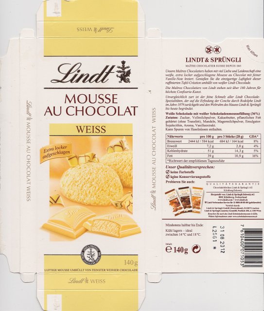 Lindt srednie Mousse au Chocolat weiss
