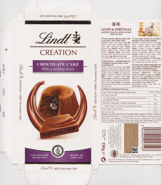 Lindt srednie creation chocolate cake with a melting heart