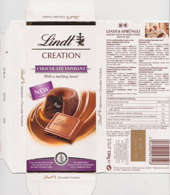 Lindt srednie creation chocolate fondant with a melting heart