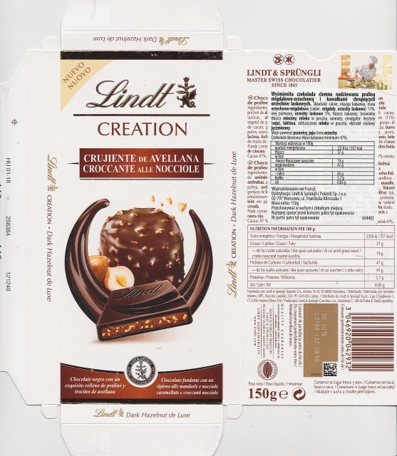 Lindt srednie creation crujiente de avellana nuevo