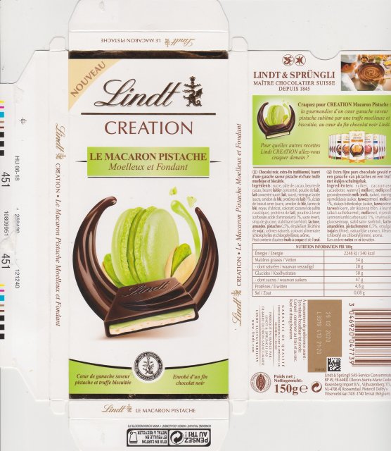 Lindt srednie creation le macaron pistache nouveau