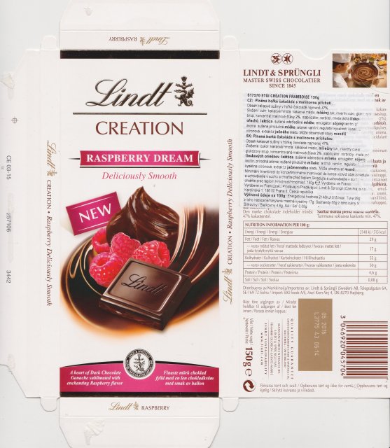 Lindt srednie creation raspberry dream new