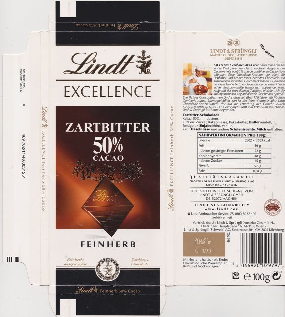 Lindt srednie excellence 0 50 cacao zartbitter feinherb