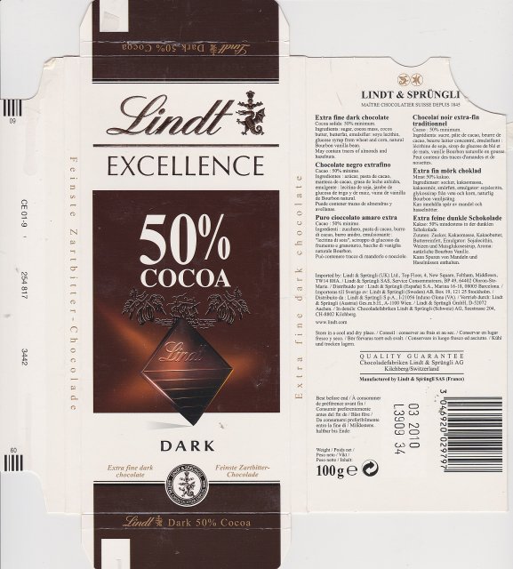 Lindt srednie excellence 0 50 cocoa dark