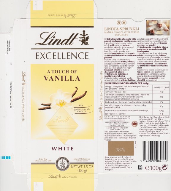 Lindt srednie excellence 1 a touch of Vanilla white