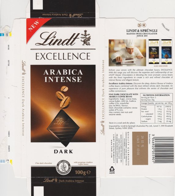 Lindt srednie excellence 1 arabica intense dark new