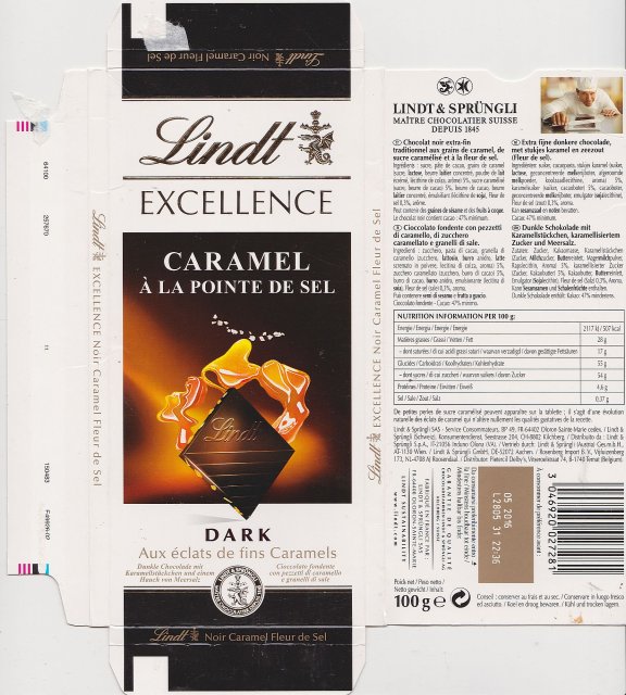 Lindt srednie excellence 1 caramel a la pointe de sel dark aux eclats de fins Caramels