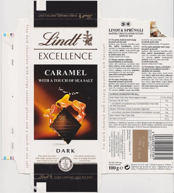 Lindt srednie excellence 1 caramel with a touch of sea salt dark