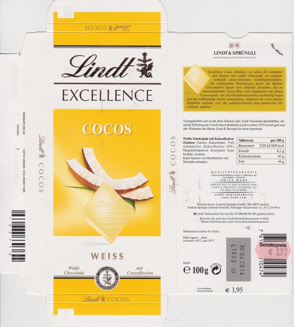 Lindt srednie excellence 1 cocos weiss