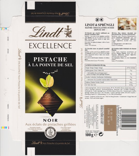 Lindt srednie excellence 1 pistache a la pointe de sel noir aux eclats de
