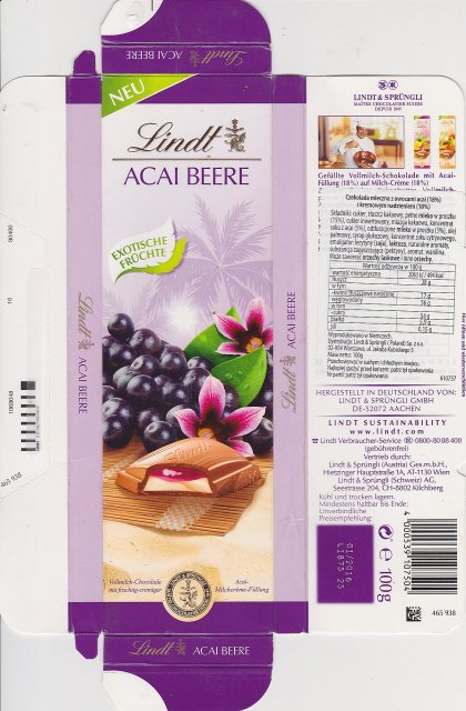 Lindt waskie Acai Beere neu exotische fruchte