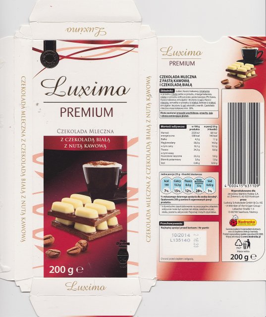 Luxima premium 3 z czekolada biala z nuta kawowa
