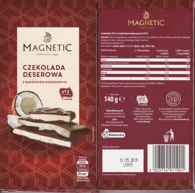 Magnetic deserowa z nadzieniem kokosowym 165kcal