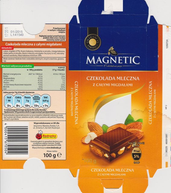 Magnetic mleczna z calymi migdalami