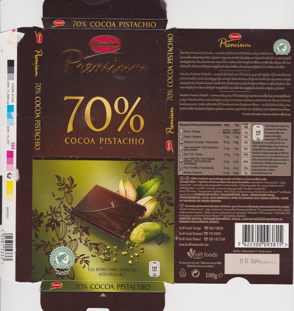 Marabou Premium 4 70% cocoa pistachio