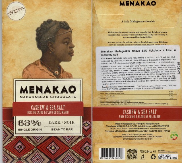 Menako cashew & sea salt 63 dark noir