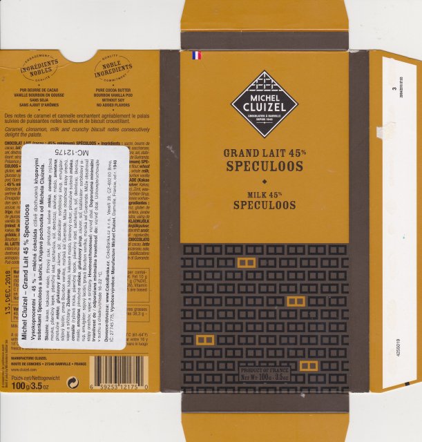 Michel Cluizel 3 grand lait 45 speculoos