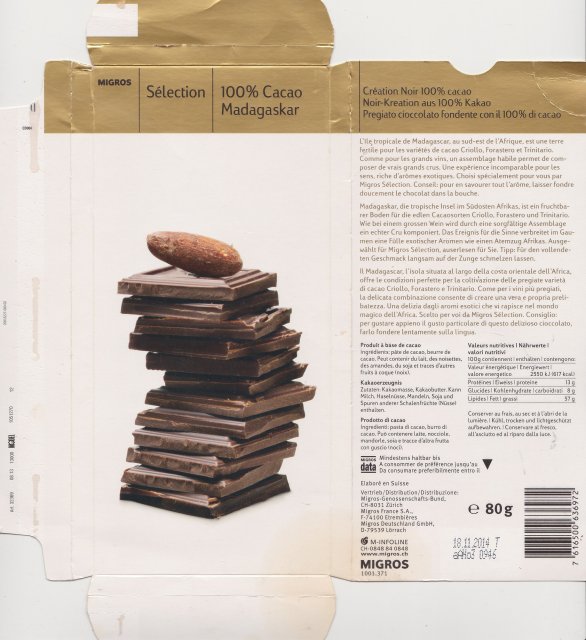 Migros Selection 100 Cacao Madagaskar