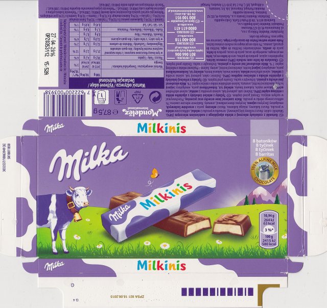 Milka male milkinis 8 batonikow 63kcal